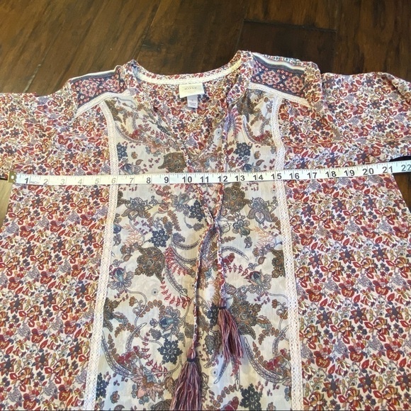 KNOX ROSE Long Sleeve Tassel Top, Boho, Festival, Hippy - Picture 8 of 10